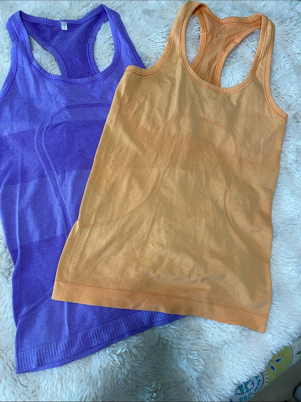 Lululemon two Seamless Racerback Tank Tops size 6- Purple and Orange